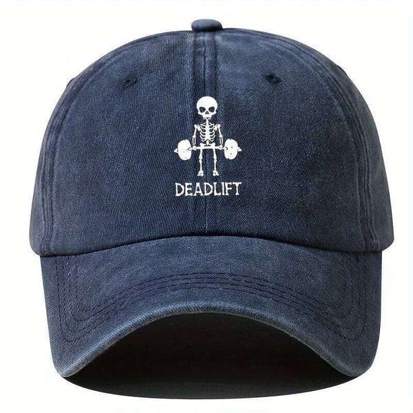 Retro style adjustable baseball cap with cool skull print suitable for outdoor sports travel, fitness and running 26Y0227