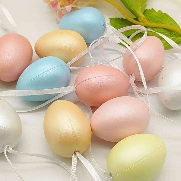 8 plastic hanging decoration, Easter decorative pearl eggs 6-color mixed package 26H0227