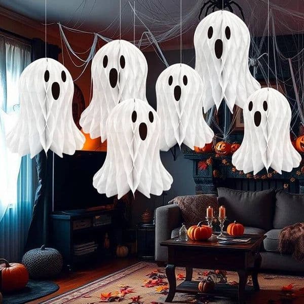Bestseller Decoration 3D Honeycomb Ball Pendant Party Background Wall Hanging Accessorie Halloween Pumpkin Spider Ghost Ornament ddmytues