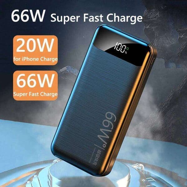Power Bank 20000mAh 66W Super Fast Charger for iPhone 14 15 9 S22 Digital Display External Battery Pack Powerbank H260227