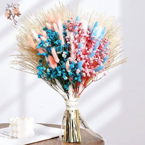 Bestseller 59pcs Colorful Dried Flower Bouquet Real Touch Baby's Breath for Home Aesthetic Room Decor Natural Bunny Tails Grass Arrangement ddmytues
