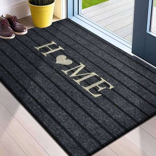 1pc flocking solid color seven stripe foot door entrance mat, shower room, absorbent small carpet, gentle machine wash H260227