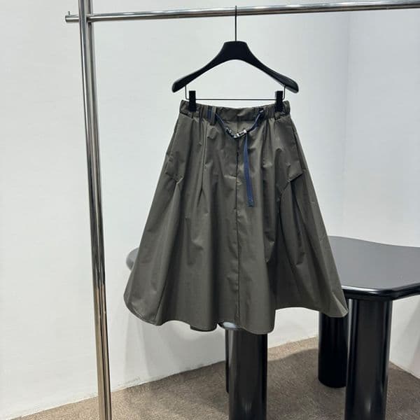 Women Vintage Stretch Skirts Luxury Casual Umbrella Skirts With Belt High Street Outdoor Trendy A Line Skirts
