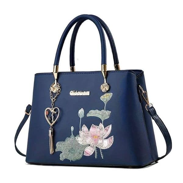 Stylish Black Handbag With Adjustable Strap Elegant Floral Embroidered Women S Purse Perfect Gift For Mom Loved Ones