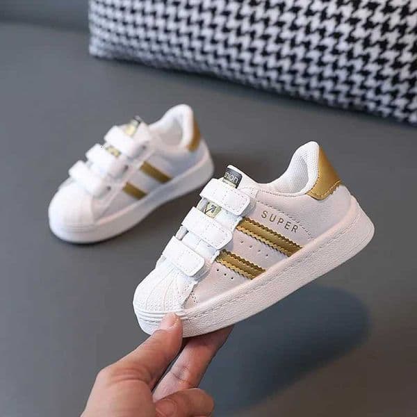 Children's Sneakers White Hook-and-Loop Breathable Non-slip Casual Shoes for Boys and GirlsT260227