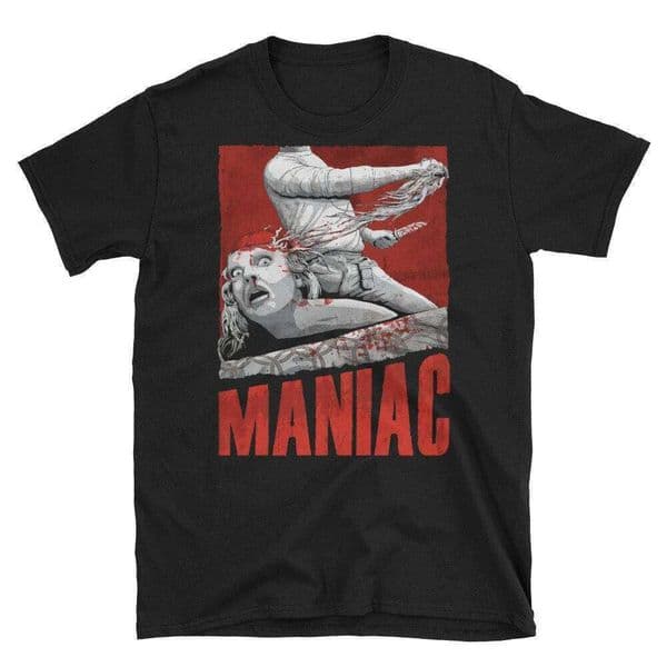 Maniac Unisex Clothing Graphic Short Sleeve Shirt Men Women All-Season Men's T-Shirt Black Casual Crew Neck Cotton Tee C260227