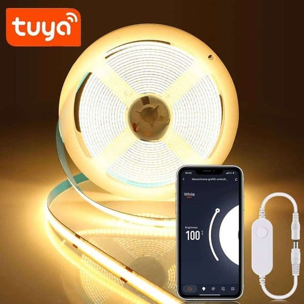 WIFI Tuya Smart Life Ultra Bright COB LED Strip 320LEDs/m Flexible Tape Ribbon 3000-6500K RA90 Led Lights for Alexa Google Home Z260227