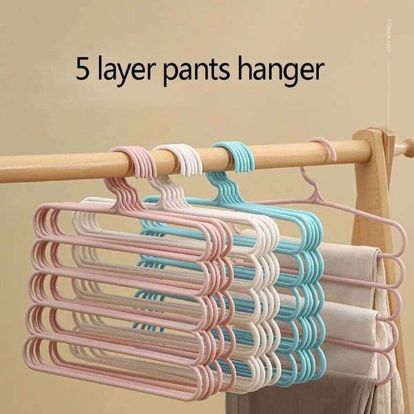 5 Layers Trousers Hangers Household Multi-layer Thickened Clothes Storage Holders Multifunctional Pants Towel Scarfs Racks 26Y0227
