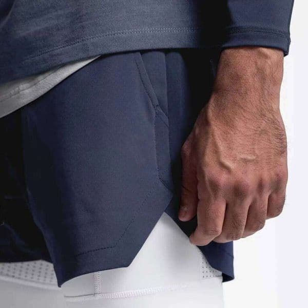 Men's 2 In 1 Fitness Black Double Layer Workout Training Gym Running Sport Short Pants Summer Shorts Men H260226