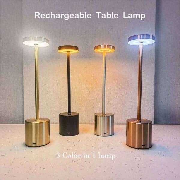 Classic Table USB Rechargeable Night Light 3 Colors Dimming Touch Desk Bedside Lamp Hotel Coffee Shop Club Z260226