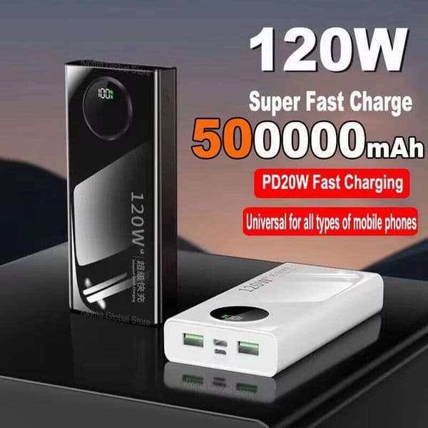 120W 50000mAh High Capacity Power Bank Fast Charging Powerbank Portable Battery Charger For iPhone16 15 14 13 and H260227