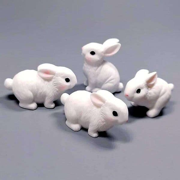 Artificial White Rabbits Easter Decoration Simulation Small Bunny Fairy Garden Figurines Toy DIY Accessories for Ddollhouse 26H0227