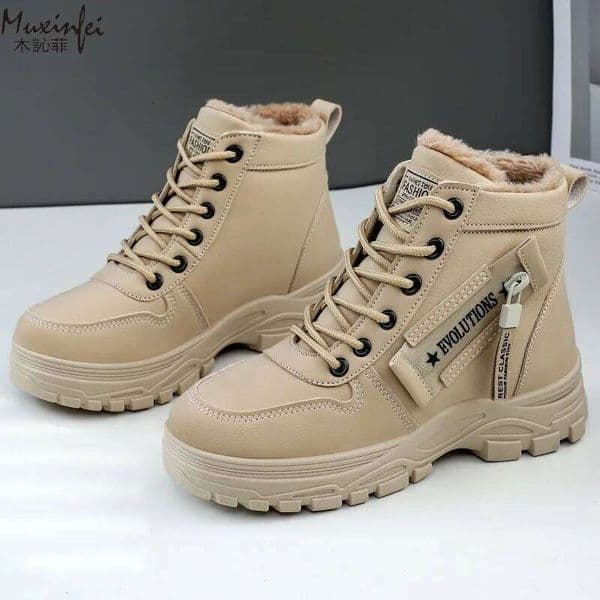 New Style Snow for Men Women Fashionable and Warm Thick Shoes Waterproof Lace Up Mid Tube Cotton Boots 35-45