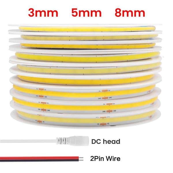 DC5V 12V COB 3MM 5MM 8MM 320LEDs/m FOB Light Bar 3000K 4000K 6000K Flexible Ribbon Rope Cob LED Strip Linear Lighting Z260227