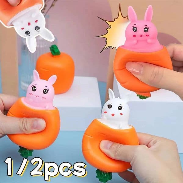 Bestseller 1/2pc Squishy Carrot Squeeze Telescopic Toys Children's Radish Cup Pinch Pop Up Rabbit Creative Stress Relief Gift ddmytues