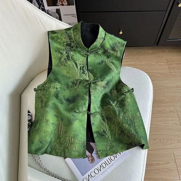 Spring Autumn Vintage Women Vest Clothes Chinese Style Coat Woman Waistcoat Fashion Embroidery Outfits Cardigan Ladies Jacket 260227