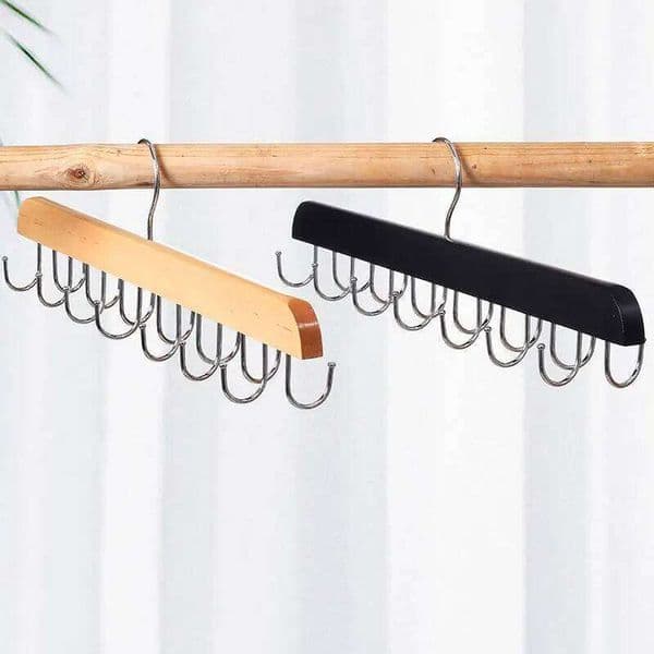 Wooden Belt Rack Hanger 20 Multi-Functional Tie Scarf and Accessory Organizer Space-Saving Closet Storage Solution 26Y0227