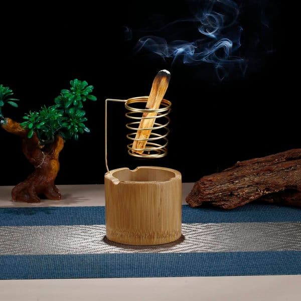 Bestseller Metal Palo Santo Burner Sage with Bamboo Ash Catcher Tray Incense Holder for Meditation Yoga Spa ddmytues