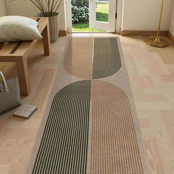 Modern Geometry Art Runner Minimalist Solid Color Coil Ripple Pattern Carpet Bedroom Bedside Entrance Long Door Mat Rug H260227
