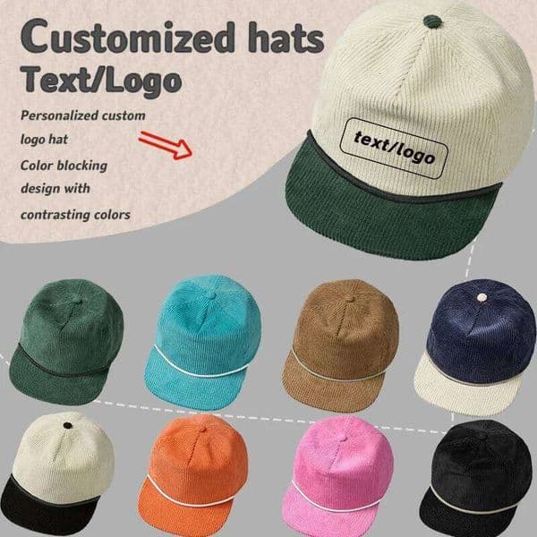 New Custom Classic Corduroy Plus Rope Design Baseball Cap Unisex Embroidered Logo Soft Top Flat Brim Casual Hip Hop Gorras Z260226