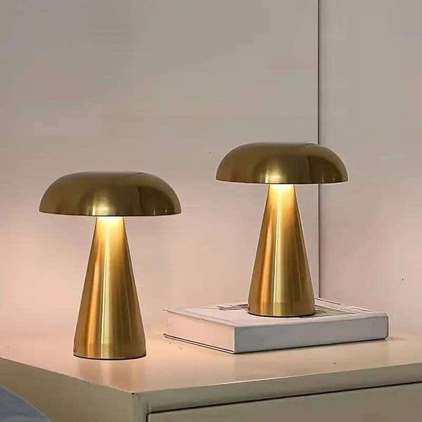 Retro Mushroom LED Table Touch 3Colors Bedside Lamp Rechargeable Reading Lights For Bedroom Restaurant Bar Room Decor Light Z260226