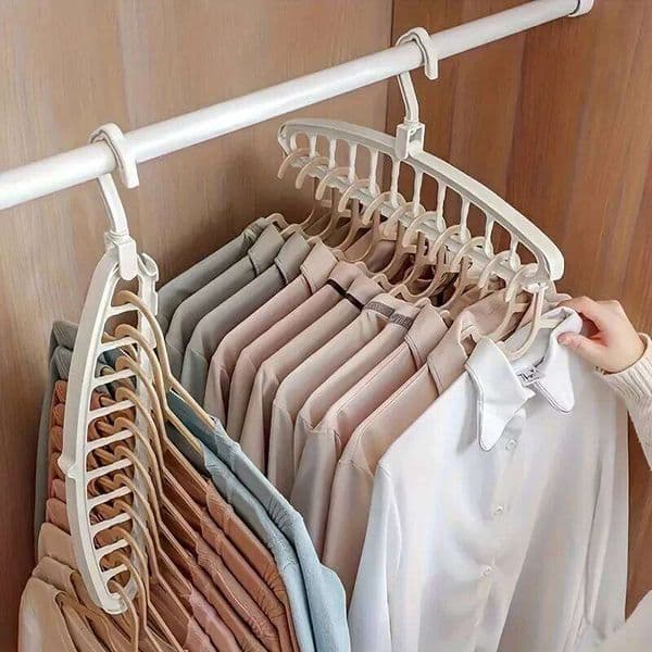 1pc 11 hole multifunctional traceless hanger, clothes hanging rack, bedroom wardrobe storage artifact 26Y0227
