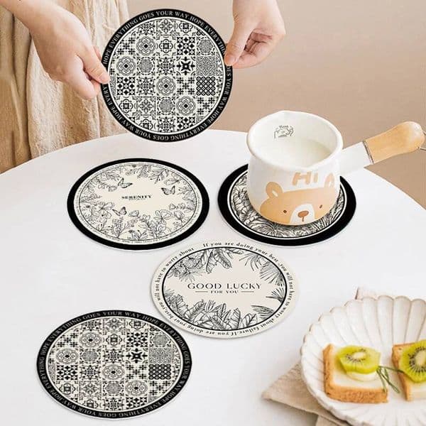 Bestseller Retro Coaster Waterproof Round Dining Table Oil Proof Plate Water Cup Pad Home Decor Desktop Insulation Heat Pot Mat ddmytues