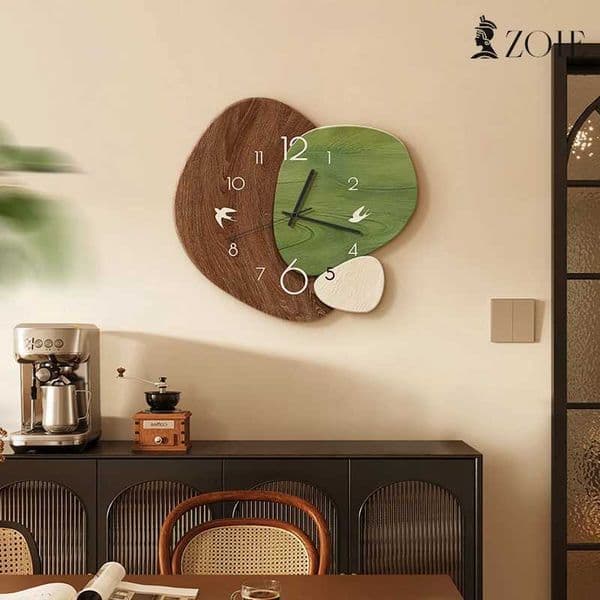 Middle ancient style restaurant clock green scenery high-end art clock living room creative clock wall hanging 2026 new S26226