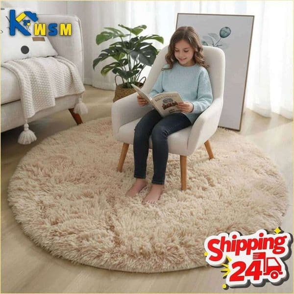 Super Soft Fluffy Round Rug Plush Carpet for Living Decor Cozy Bedroom Nursery Kids Room Home Floor Mat Decorative H260227