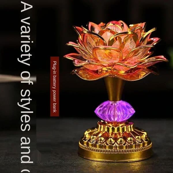 7Color for Lotus Flower Lamp Buddhist Prayer Lamps 52 Buddhist Songs Buddha Music Machine LED Color Changing Temple Light 260130