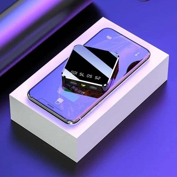20000mAh Mirror Screen Power Bank External Battery Phone Charger LED Flashlight With Double USB Port Poverbank For iPhone 12 11 H260227