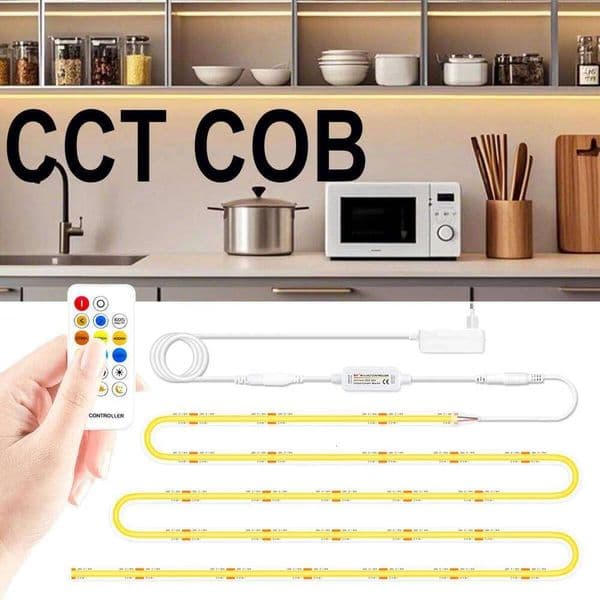 24V CCT COB LED Strip Lights Color Changeable Dual White with RF Remote for Bedroom Cabinet Home IndoorPower supply included Z260227