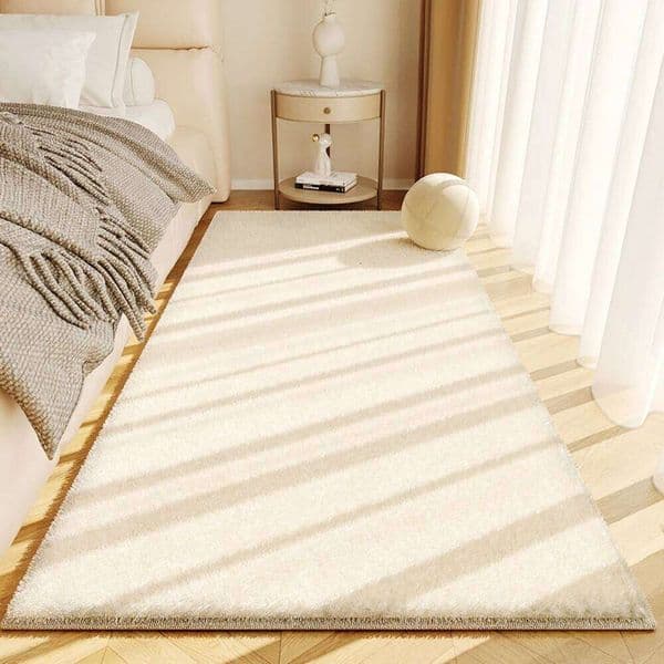 VIKAMA Rug For Flannel Cream Wind Solid Color Black And White Diamond Lattice Bed Bedroom Window Carpet H260227