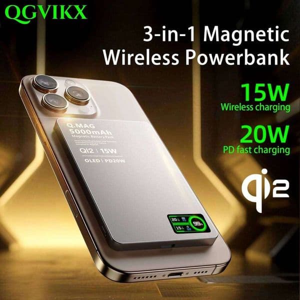 10000mAh 3 in 1 Power Bank Magnetic Wireless 20W Fast Charging, External Battery for IPhone 17 - 12 Airpods IWatch H260227
