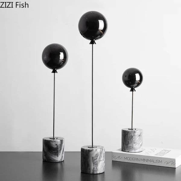 Bestseller Natural Marble Base Metal Ornaments Balloon Sculpture Living Room Statue Home Accessories Decoration Crafts Figurines Miniatures ddmytues