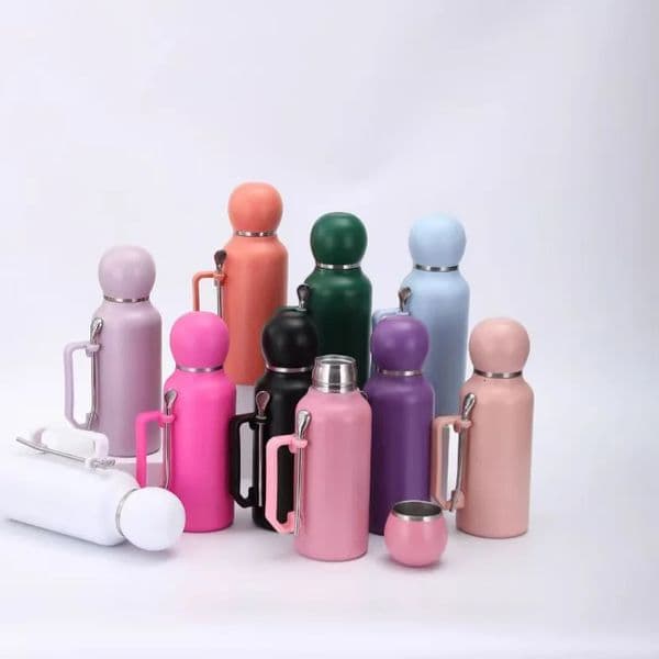 Portable and Simple Car Cup with Spoon Large-capacity Solid-color Handle Cup Stainless Steel Outdoor Double-layer Insulated Cup 260204 Y260520