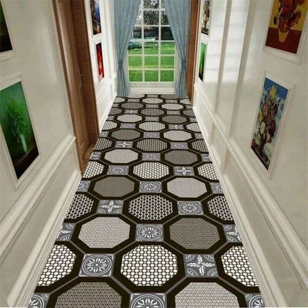 Geometric Pattern Design Runner Vintage European Style Corridor Carpet Non-slip Home Decor Long Rug for Hallway Living Room H260227