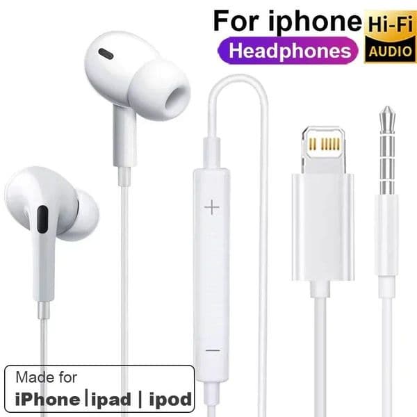 Earphones For iPhone 14 Pro Max Lightning phones 13 12 11 Mini X XS XR SE 6 7 8 Plus Wired In-Ear Call Earbud Y260522