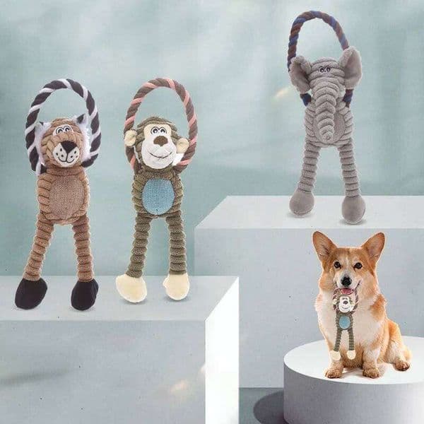 Giraffe Shape Corduroy Dog Squeaky Cotton Rope Chew for Puppy Teeth Cleaning Training Accessory New Pet Toy 26Y0227