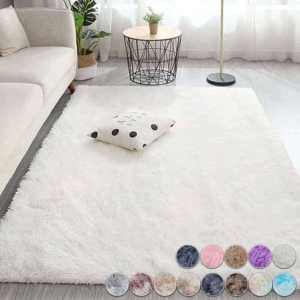 Fluffy Cream White Woolen Rug for Luxurious Decor - Bedroom Living Room Soft and Cozy Silk Wool Rugs H260227