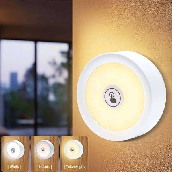 Mini LED Touch Button Need AAA Battery Magnetic Wall Light Dimmable Wireless Bedroom Kitchen Stair Night Lamp Z260226