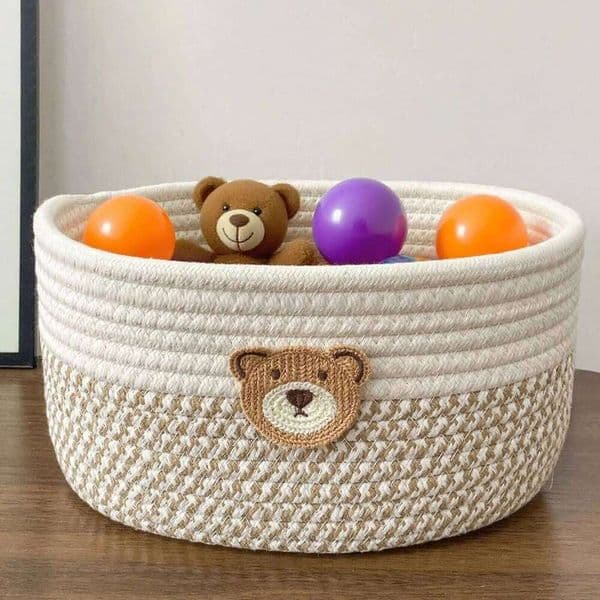 Organizing Woven Baskets Storage Space-Saving Decorative Organizer Box for Bedroom Laundry Nursery Room Living 26Y0228