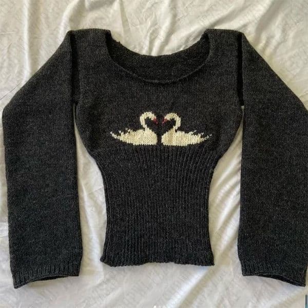 Y2k Women Harajuku Aesthetic 2000s Fashion Knit Sweater Goth Hip Hop Punk Graphic Pullover Streetwear EMO Girl Long Sleeve Retro y260209