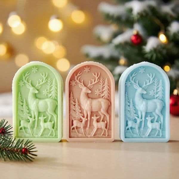 Bestseller Arch Shaped Relief Reindeer Silicone Candle Handmade Aroma Plaster Resin Mold Xmas Series Chocolate Cookies Baking Tool ddmySat