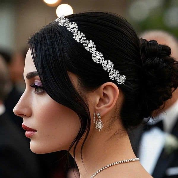 Fashion Jewelry Sliver Rhinestone Hair Accessories For Wen Bridal Wedding Crystal Stretch Hair Bands Hair Accessories X260228