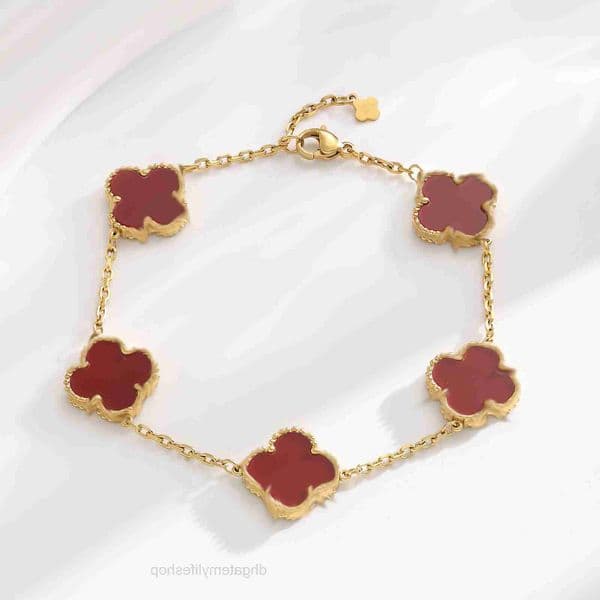 designer jewelry clover braclet Vanly Cleeef bracelets jewelry gold Double-Sided Mother-of-Pearl Lucky Clover Bracelet Fashionable Luxury Feel