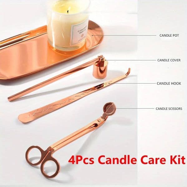 Bestseller 4pcs/set Luxury Care Kit Stainless Steel Wick Trimmer Scissors Extinguisher Hooks DIY Candles Tool Candle Accessories Set ddmySat