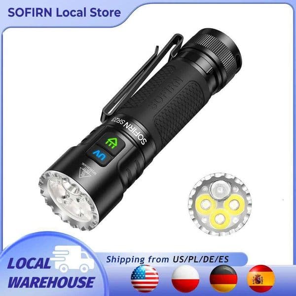 SOFIRN SR23 3300LM 6500K Flashlight UV 365nm EDC Light 21700 USB C Rechargeable Dual Switch Torch with Magnetic Tailcap Z260228