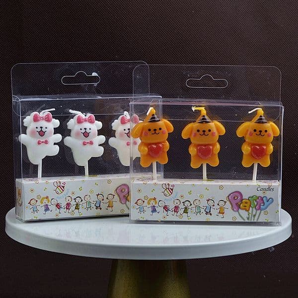 Korean INS Bowknot Hugging Heart Couple Cute Puppy Qixi Valentine's Day Cake Birthday Candle