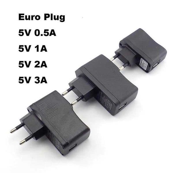 For AC 110V-240V to DC 5V 05A 1A 2A 3A USB to Euro Plug Adapter USB Charger Power Supply Universal Travel Charging X260228